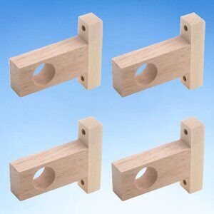 Brand New Beech Wood Curtain Rod Brackets — 4 Pack w/ Screws for 1.2" D Pole